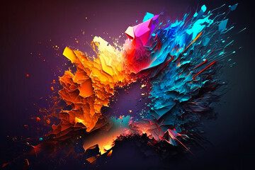Fototapeta na wymiar Colorful explosion on dark background. Generative AI.