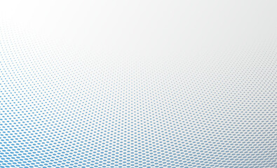 Blue and grey dots in 3D perspective vector abstract background, dotted pattern cool design, wave stream of science technology or business blank template for ads.