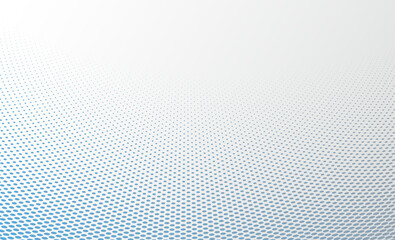 Blue and grey dots in 3D perspective vector abstract background, dotted pattern cool design, wave stream of science technology or business blank template for ads.