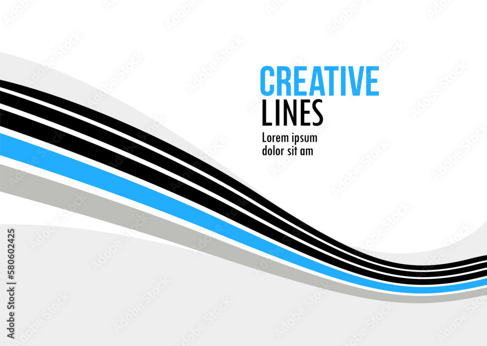 Poster creative lines vector abstract background, 3d perspective linear graphic design composition, stripes