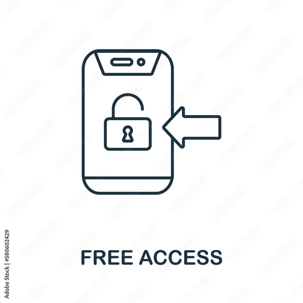 Poster free access outline icon. monochrome simple free access line icon for templates, web design and info