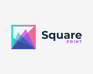 Fototapeta premium Square Rectangle Print Offset Overlap Intersection Overlapping Colorful Motion Vector Logo Design