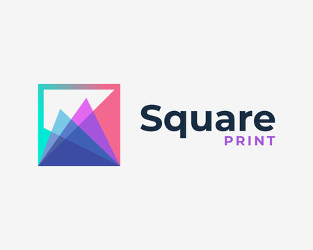 Square Rectangle Print Offset Overlap Intersection Overlapping Colorful Motion Vector Logo Design
