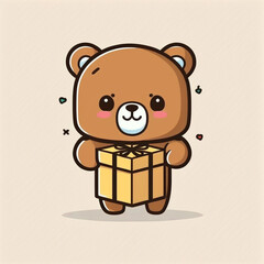 Fototapeta premium Bears and Gift Boxes, Cute Animals, Mysterious Box, Premium Vector Art, Illustration, Flat Cartoon Design, Generative AI