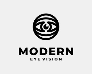 Eye Vision Lens Eyesight Eyeball Optical Pupil Retina Circle Round Simple Modern Vector Logo Design