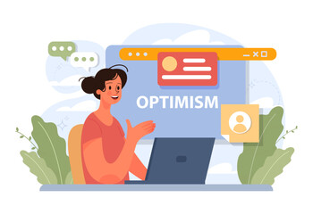 Positive thinking and optimism concept set. Employee motivation