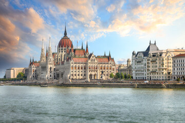 Fototapeta premium Fabulous scene with Hungarian Parliament at daytime.