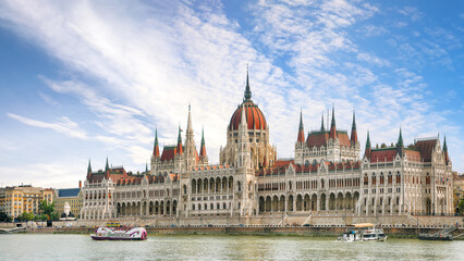 Fabulous scene with  Hungarian Parliament at daytime.