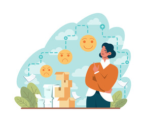 Positive thinking and optimism concept set. Employee motivation