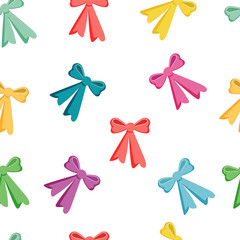 vector illustration pattern of colored retro bows of ribbons