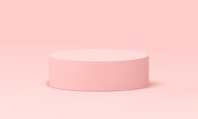 Podium cylinder basic foundation pink level contest win award arena 3d stage realistic vector