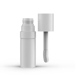 white lip oil open bottle front view isolated transparent