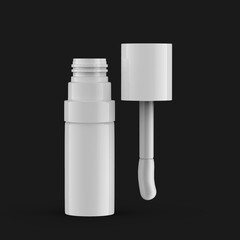 white lip oil open bottle front view isolated black background