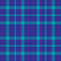 Plaid seamless pattern in blue. Check fabric texture. Vector textile print.