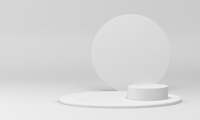 White 3d podium cylinder construction level stage wall showroom decorative minimal design vector