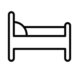 Bed flat line icon. Outline sign for mobile concept and web design, store.