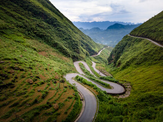 Tham Ma mountain pass in Ha Giang province, north of Vietnam. A famous tourist destination of Ha...