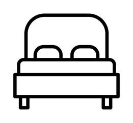 Bed flat line icon. Outline sign for mobile concept and web design, store.