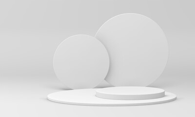 White 3d podium cylinder platform basic construction award arena event celebration realistic vector