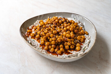 Spiced Chickpeas with Roasted Eggplant.