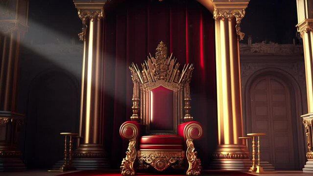 animation - Royal Throne Room in red and gold color