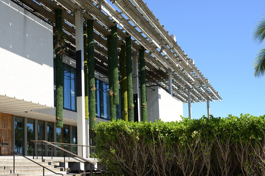 Perez Art Museum Miami (PAMM), contemporary art museum. Entrance. Downtown Miami, Florida