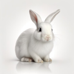 White Easter Bunny Isolated on White Background Generative AI 