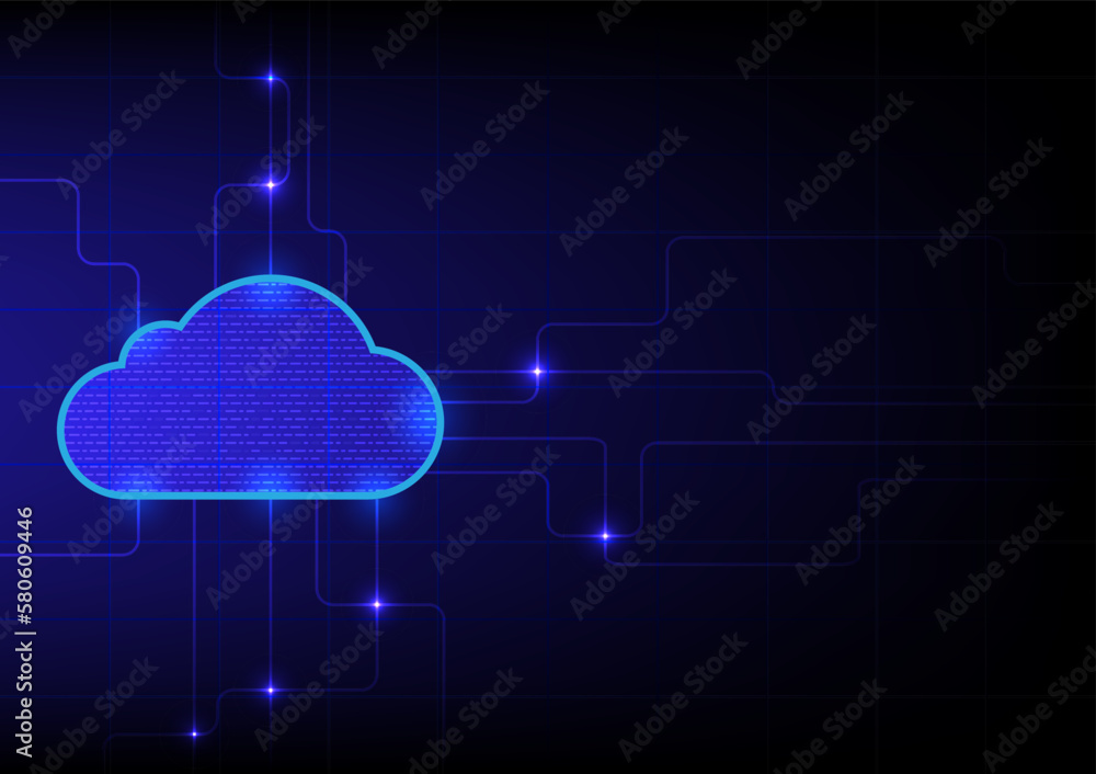 Wall mural Cloud circuit technology abstract background.