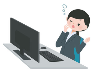 デスクワークの女性　スーツ