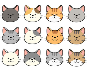 Fototapeta premium 猫の顔のアイコンセット