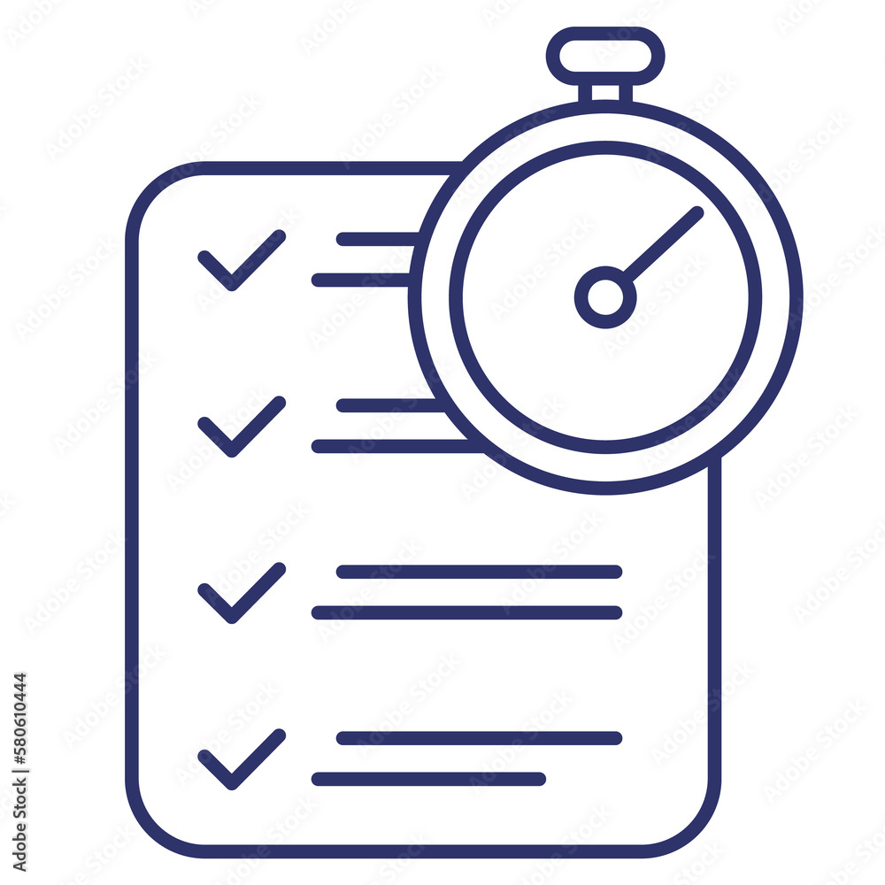 Poster chronometer and checklist line icon