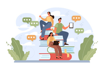 Brainstorming or discussion. New idea generation in a team cooperation.