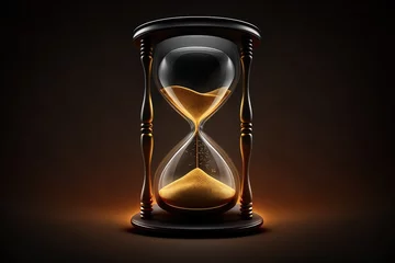 Foto op Canvas Golden hourglass illustration, dark background, time concept. Generative AI © Deivison