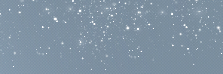 Realistic falling snow.Christmas background.Isolated on transparent background.