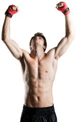 Male Boxer , Kickboxer Celebrating