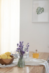 Making a refreshing summer drink. Preparing lemonade in the kitchen. Healthy food concept