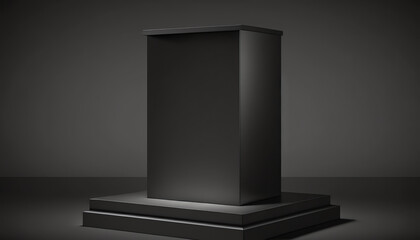 Black 3d stage banner on modern podium empty background mockup with abstract light dark product space display stand or luxury presentation pedestal scene studio and advertising backdrop sale platform