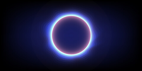 Abstract technology concept background with sphere ring and dotted line wave pattern.