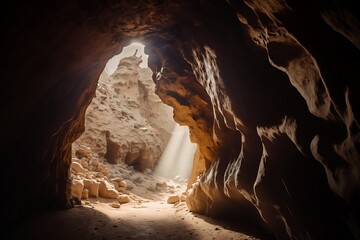 Underground Cavern with Sunlight - Generative ai