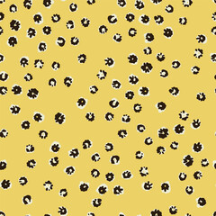Yellow and Black Ditzy Polka Dot Seamless Vector Repeat Pattern