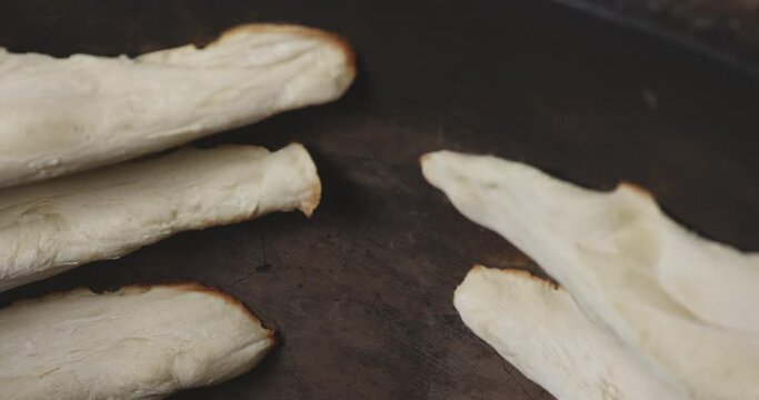 Close Up Of A Traditional Georgian Shoti Bread Baking In The Oven At Torne Bakery.