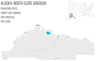 Large and detailed map of North Slope Borough in Alaska, USA.