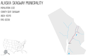Large and detailed map of Skagway Municipality in Alaska, USA.