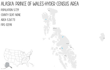 Large and detailed map of Prince of Wales-Hyder Census Area in Alaska, USA.