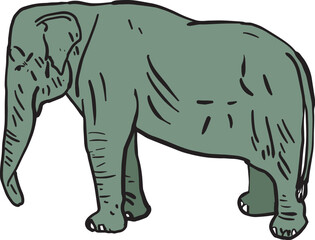 Cartoon elephant whose body is crippled because of working very hard for a long time