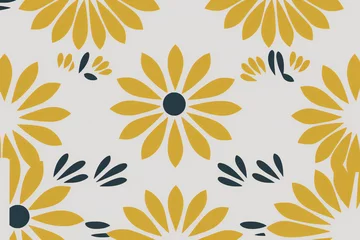 Gordijnen yellow background with a floral pattern © Beste stock