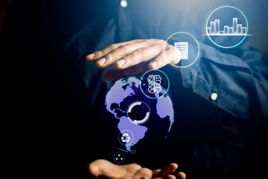 Hologram blur processing system, program software in network business planning, network technology concept, global expansion.