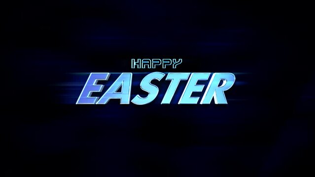 Speed and cinema Happy Easter text on black gradient, motion abstract holidays, spring and promo style background