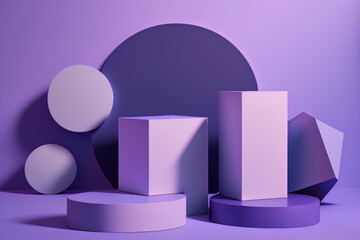 Abstract minimalistic scene with geometric forms. podium. Illustration AI Generative