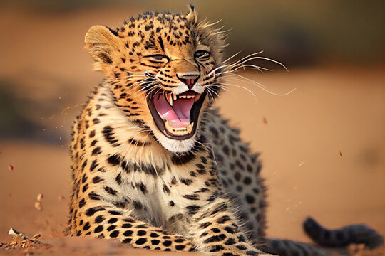 Leopard laughing funny image